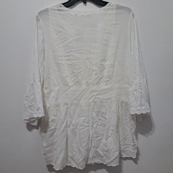 Soft Surroundings Icon Melissani Embroidered Boho Eyelet Tunic & Tank Med White - Picture 13 of 15